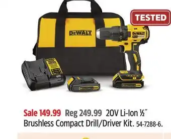 Canadian Tire Dewalt 20v li-ion 1⁄2 brushless compact drill/driver kit offer