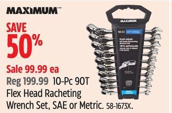 Canadian Tire Maximum 10-pc 90t flex head racheting wrench set, sae or metric offer