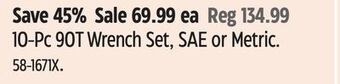 Canadian Tire Maximum 10-pc 90t wrench set, sae or metric offer