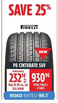 Canadian Tire Pirelli p8 cinturato suv tires offer