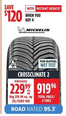 Canadian Tire Michelin crossclimate 2 tires offer