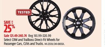 Canadian Tire Select crw and trailboss direct-fit wheels for passenger cars, cuvs and trucks offer