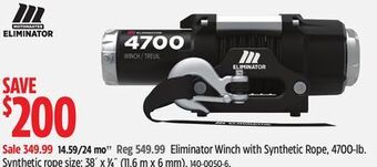 Canadian Tire Motomaster eliminator winch with synthetic rope, 4700-lb offer