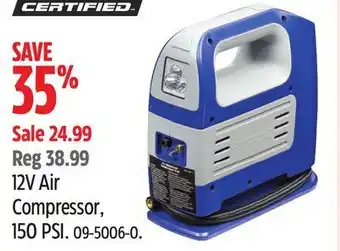Canadian Tire Certified 12v air compressor, 150psi offer
