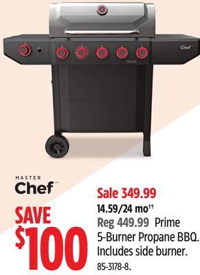 Canadian Tire Master chef prime 5-burner propane bbq offer