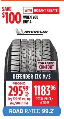 Canadian Tire Michelin defender ltx m/s tire offer