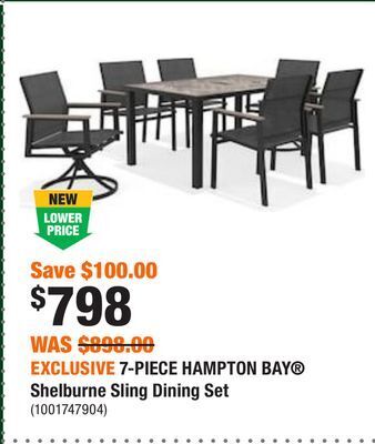 Home Depot Exclusive 7-piece hampton bay® shelburne sling dining set offer