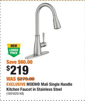 Home Depot Exclusive moen® mali single handle kitchen faucet in stainless steel offer