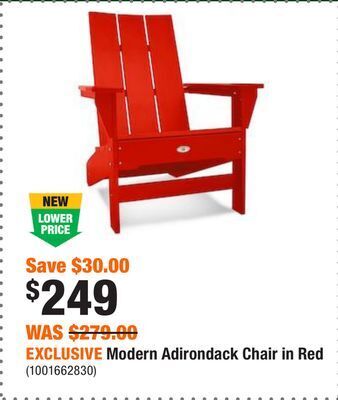Home Depot Exclusive modern adirondack chair in red offer