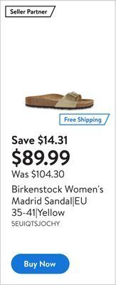 Walmart Birkenstock women's madrid sandal|eu 35-41|yellow offer