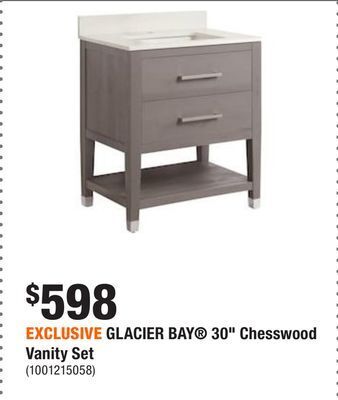 Home Depot Exclusive glacier bay® 30 chesswood vanity set offer