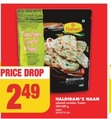 No Frills Haldiram's naan, 300-400 g offer