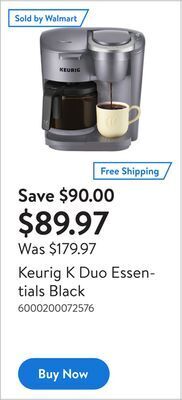 Walmart Keurig k duo essentials black offer
