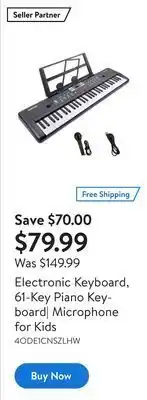 Walmart Electronic keyboard, 61-key piano keyboard| microphone for kids offer