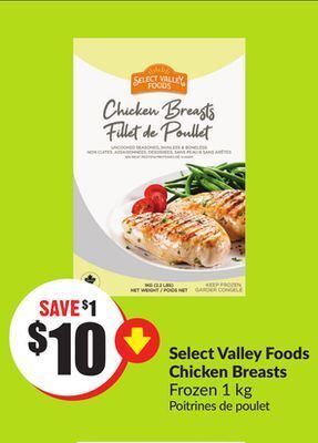 FreshCo Select valley foods chicken breasts frozen 1 kg offer