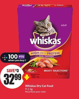 FreshCo Whiskas dry cat food 9.1 kg offer
