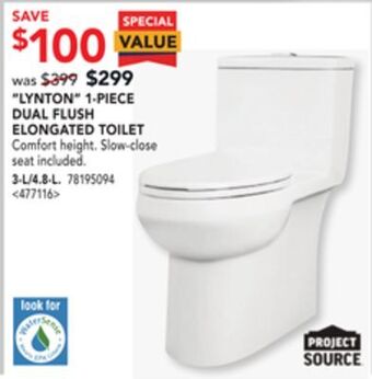 RONA Project source lynton 1-piece dual flush elongated toilet, 3-l/4.8-l offer
