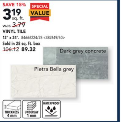 RONA Vinyl tile, 12 x 24 offer