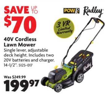 Home Hardware 40v cordless lawn mower offer