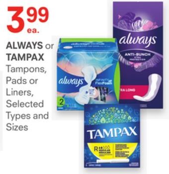 IDA Pharmacy Always or tampax offer