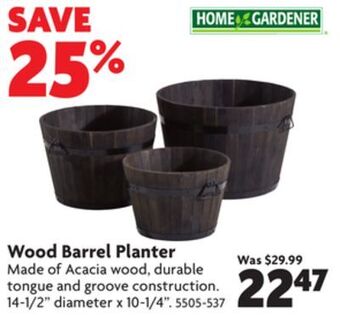 Home Hardware Wood barrel planter offer