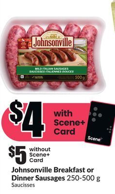 Chalo FreshCo Johnsonville breakfast or dinner sausages 250-500 g offer