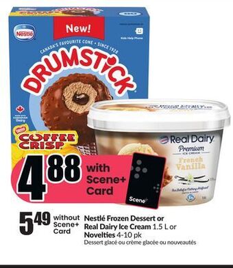 Chalo FreshCo Nestlé frozen dessert or real dairy ice cream 1.5 l or novelties 4-10 pk offer