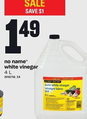 Zehrs Markets No name® white vinegar, 4 l offer