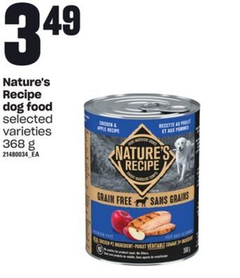 Zehrs Markets Nature's recipe dog food, 368 g offer