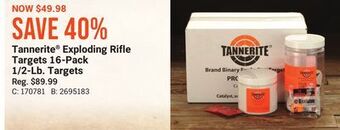 Bass Pro Tannerite exploding rifle targets 16-pack 1/2-lb. targets offer