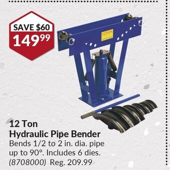 Princess Auto 12 Ton Hydraulic Pipe Bender offer