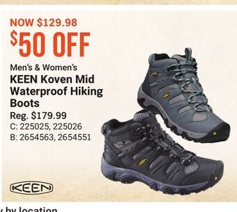 Bass Pro Men's & women's keen koven mid waterproof hiking boots offer