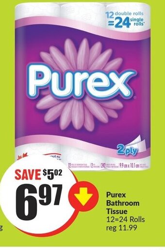 FreshCo Purex Bathroom Tissue 12-24 Rolls offer