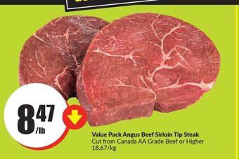 FreshCo Value Pack Angus Beef Sirloin Tip Steak Cut from Canada AA Grade Beef or Higher offer