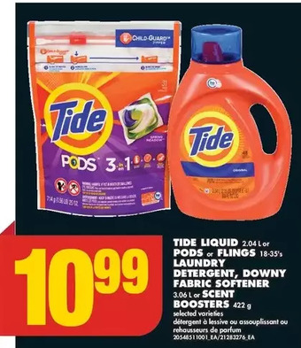 No Frills Tide liquid or pods or flings laundry detergent, downy fabric softener or scent boosters offer