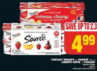 No Frills Yoplait creamy or source or liberte kefir yogurt offer