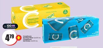 FreshCo Compliments Sparkling Water 12x355 mL Compliments Soft Drinks 12x355 mL offer