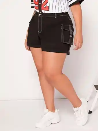 SheIn Shein fit+ plus flap pocket denim shorts offer