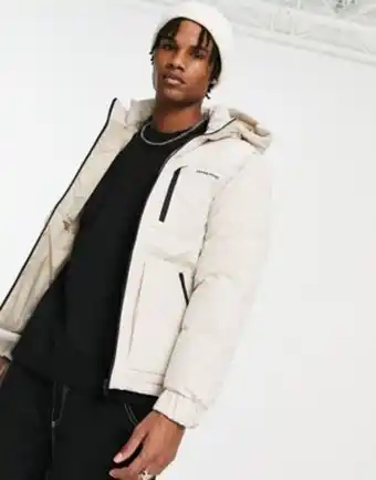 Asos Jack & jones core hooded puffer jacket in ecru offer