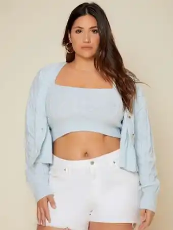 SheIn Shein unity plus cable knit top & cardigan offer