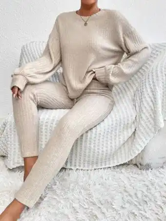 SheIn Shein unity drop shoulder tee & tie front skinny pants offer