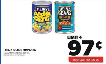Real Canadian Superstore HEINZ BEANS OR PASTA SELECTED VARIETIES, 398 ML offer