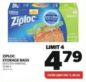 Real Canadian Superstore ZIPLOC STORAGE BAGS SELECTED VARIETIES, 10-90'S offer