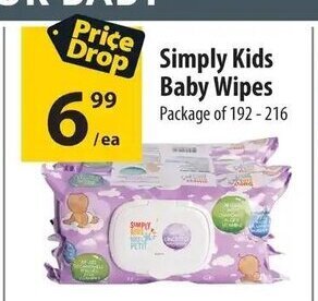 Co-op Simply Kids Baby Wipes Package of 192-216 offer