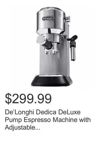 Costco De’longhi dedica deluxe pump espresso machine with adjustable frothing wand offer