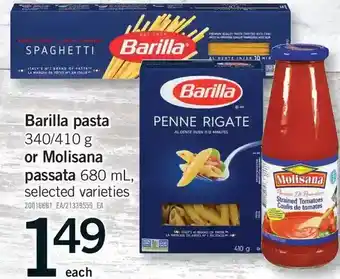Fortinos Barilla pasta or molisana passata offer