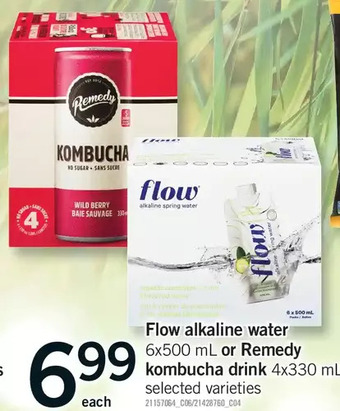 Fortinos Flow alkaline water or remedy kombucha drink offer