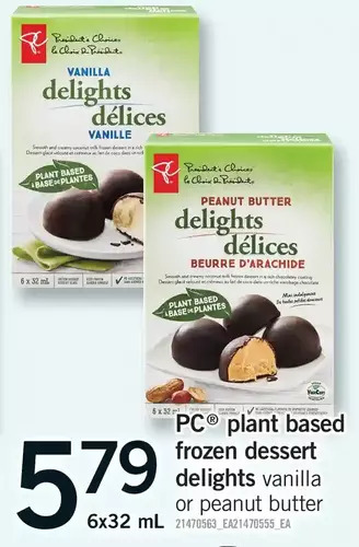 Fortinos Pc plant based frozen dessert delights offer
