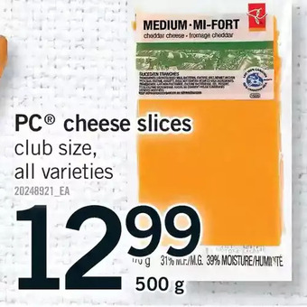 Fortinos Pc cheese slices offer