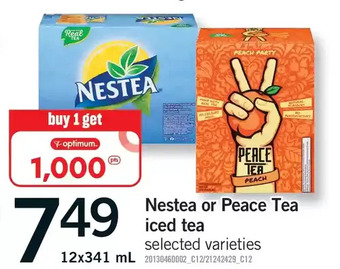 Fortinos Nestea or peace tea iced tea offer